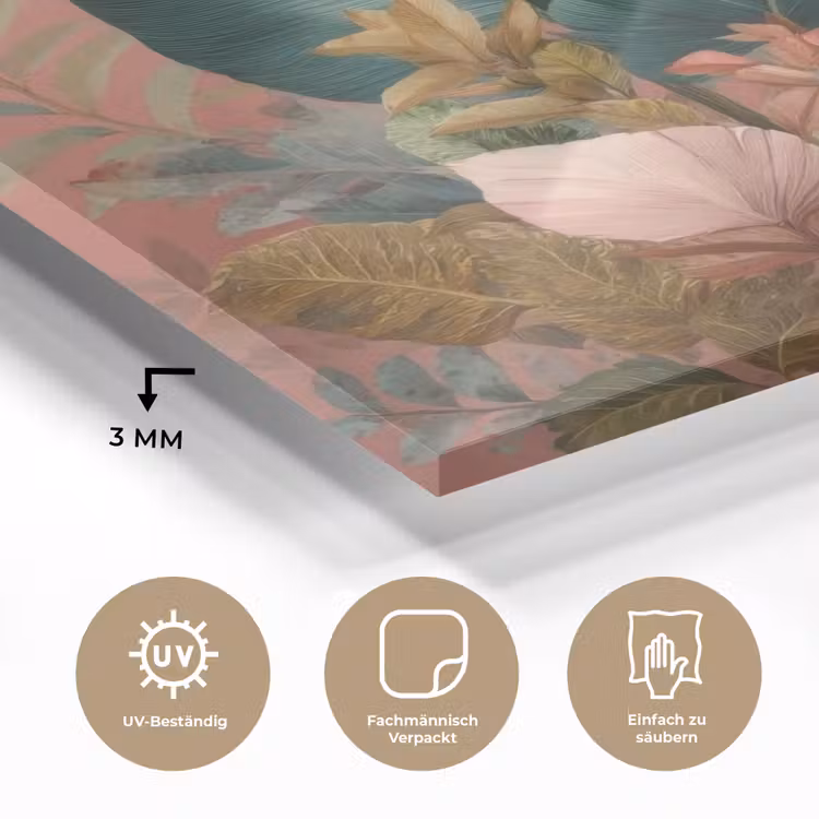 Tropische bladeren - Bloemen - Roze - groen plexiglas 5mm klein -wsfeer2_DE