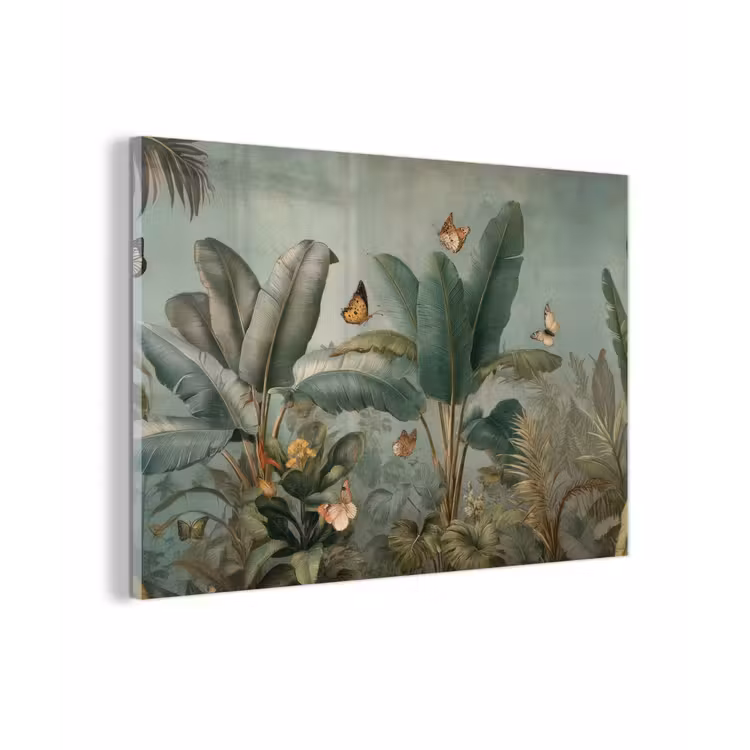 Tropisch bladerdek - Vlinders - groen - Bruin plexiglas 5mm klein -zzzproduct_nieuw