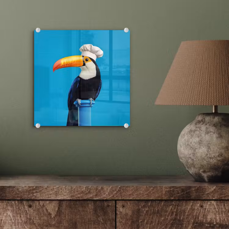 Tucan - Sokkel - Vogel - Koksmuts plexiglas 5mm klein -sfeer3