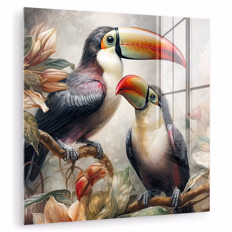 Toekan - Vogels - Bloemen - Jungle plexiglas 5mm klein -zzzproduct_nieuw
