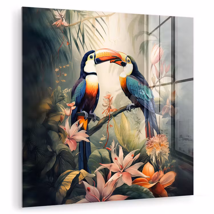 Toekan - Vogels - Bloemen - Natuur - Jungle plexiglas 5mm klein -zzzproduct_nieuw