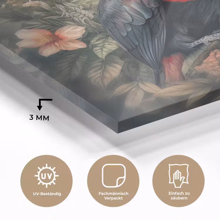 Toekan - Vogels - Bloemen - Planten - Tropisch plexiglas 5mm klein -wsfeer2_DE