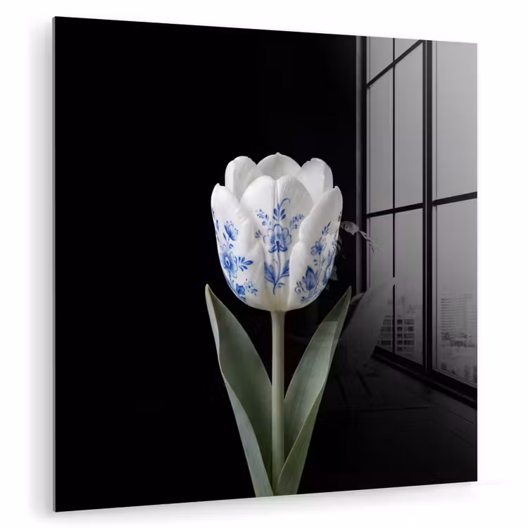 Tulp - Patroon - Blauw plexiglas 5mm klein -zzzproduct_nieuw
