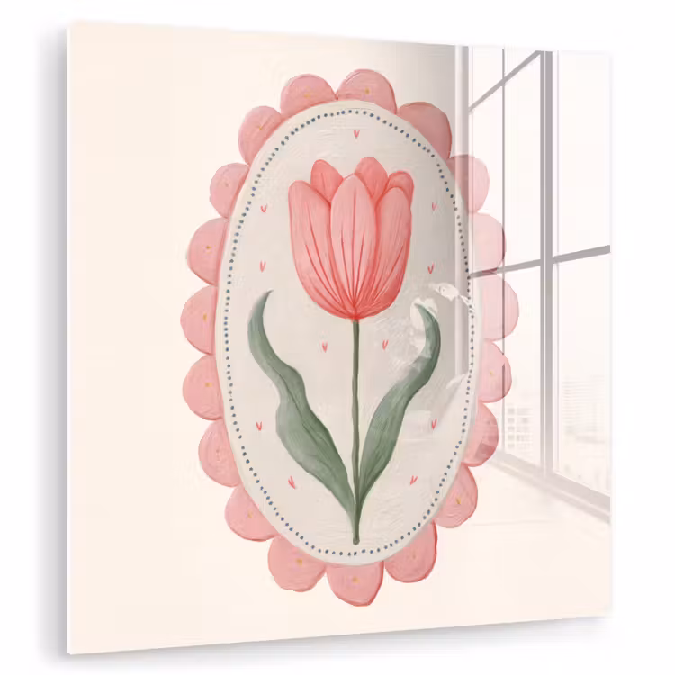 Tulp - Lijst - Ovaal - Illustratie plexiglas 5mm klein -zzzproduct_nieuw