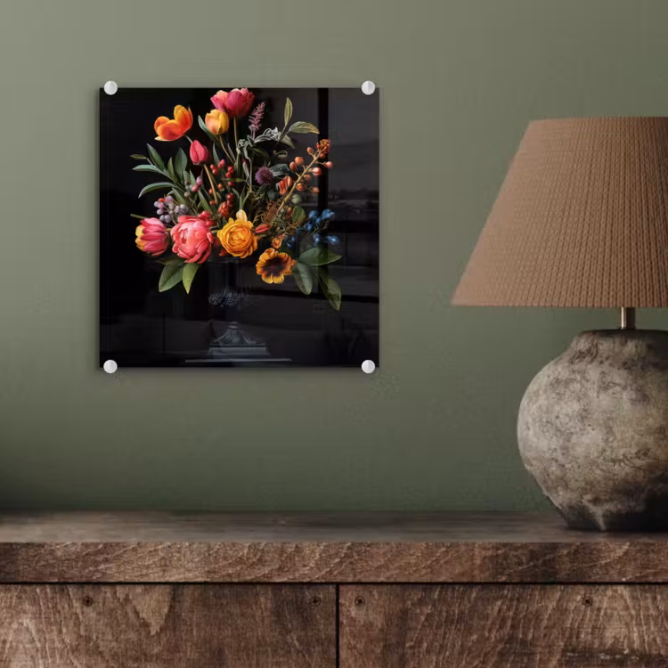 Tulpen - Bessen - Boeket - Vaas plexiglas 5mm klein -sfeer3