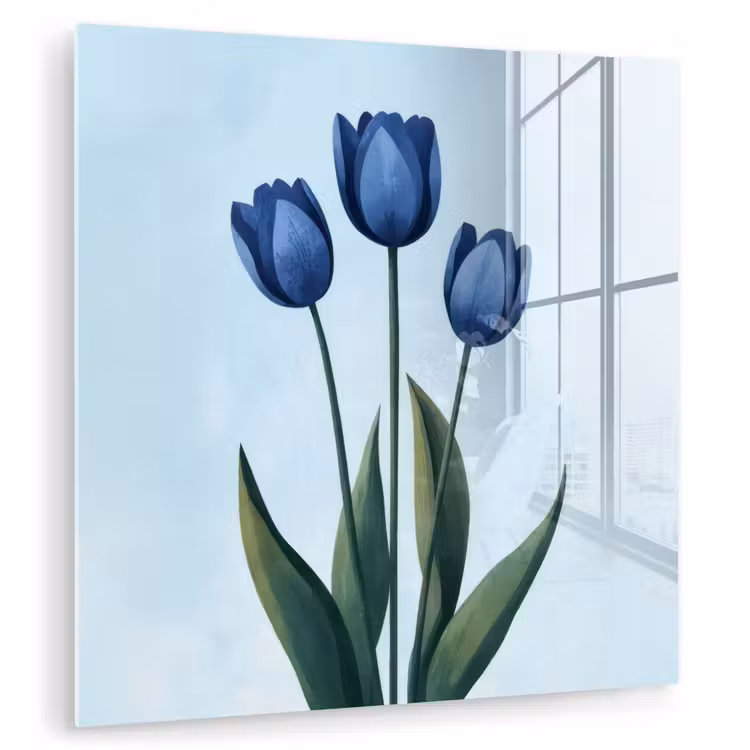 Tulpen - Blauw - Bladeren plexiglas 5mm klein -zzzproduct_nieuw