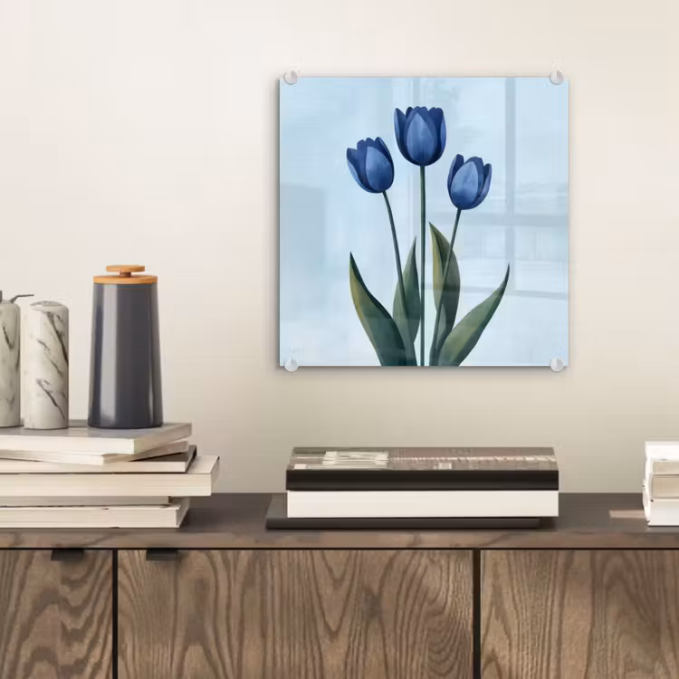 Tulpen - Blauw - Bladeren plexiglas 5mm klein -sfeer1