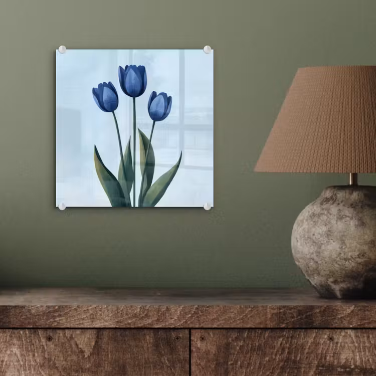 Tulpen - Blauw - Bladeren plexiglas 5mm klein -sfeer3