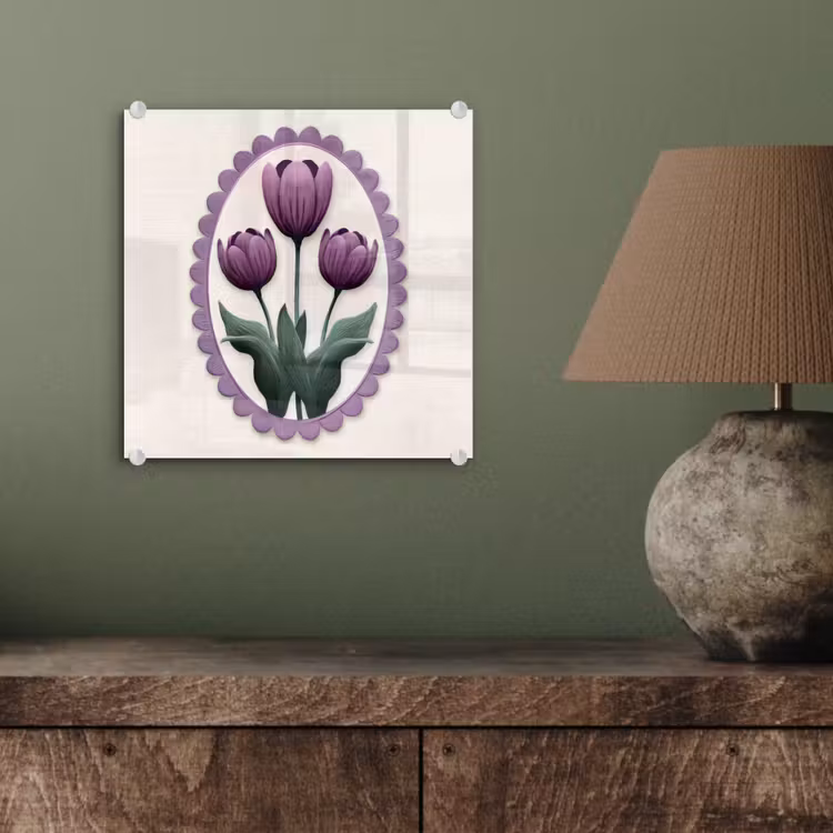 Tulpen - Paars - Lijst - Bladeren plexiglas 5mm klein -sfeer3