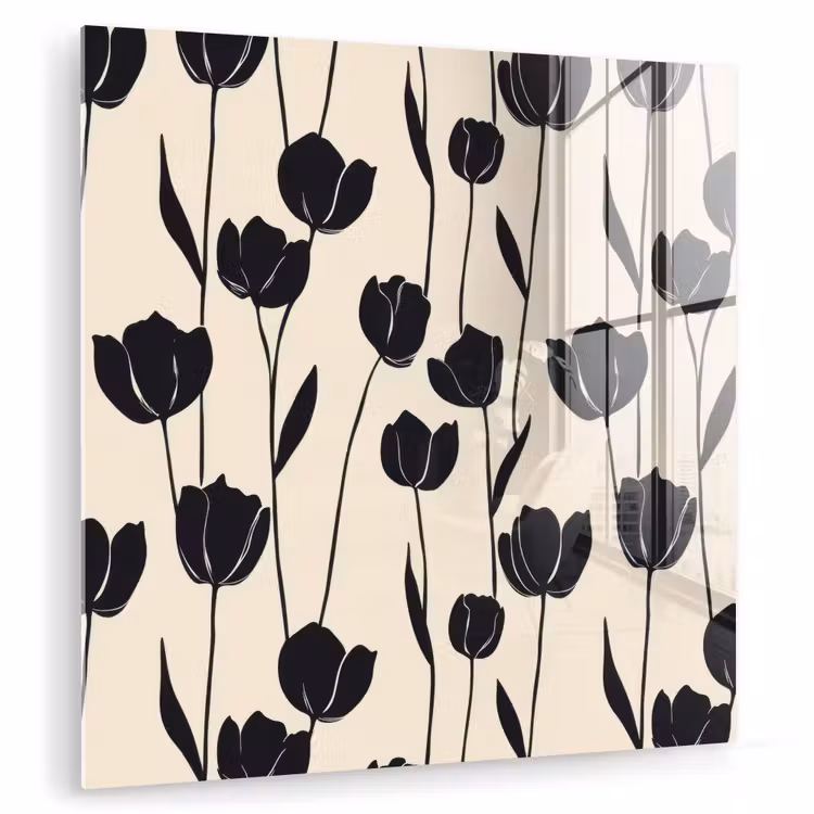 Tulpen - Patroon - Zwart plexiglas 5mm klein 11 -zzzproduct_nieuw