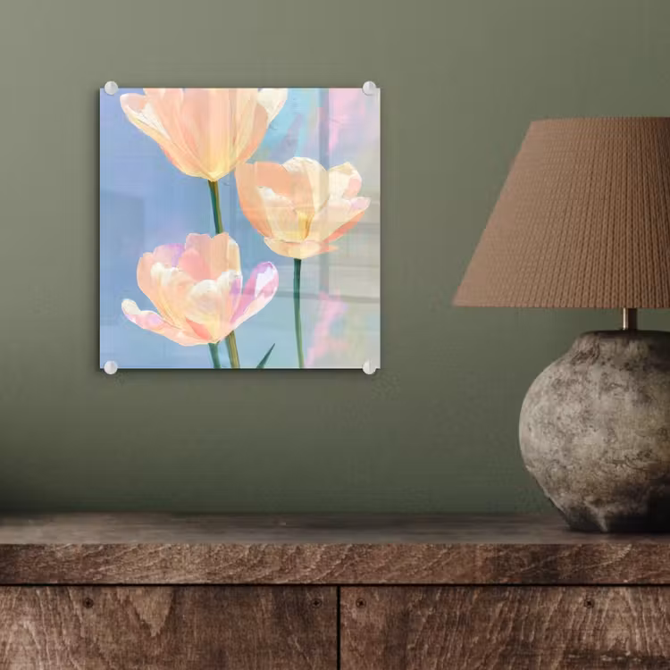 Tulpen - Roze accenten - Blauw plexiglas 5mm klein -sfeer3