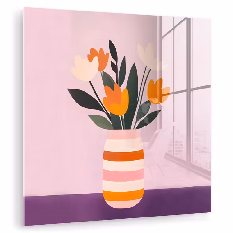 Tulpen - Vaas - Strepen - Paars plexiglas 5mm klein -zzzproduct_nieuw