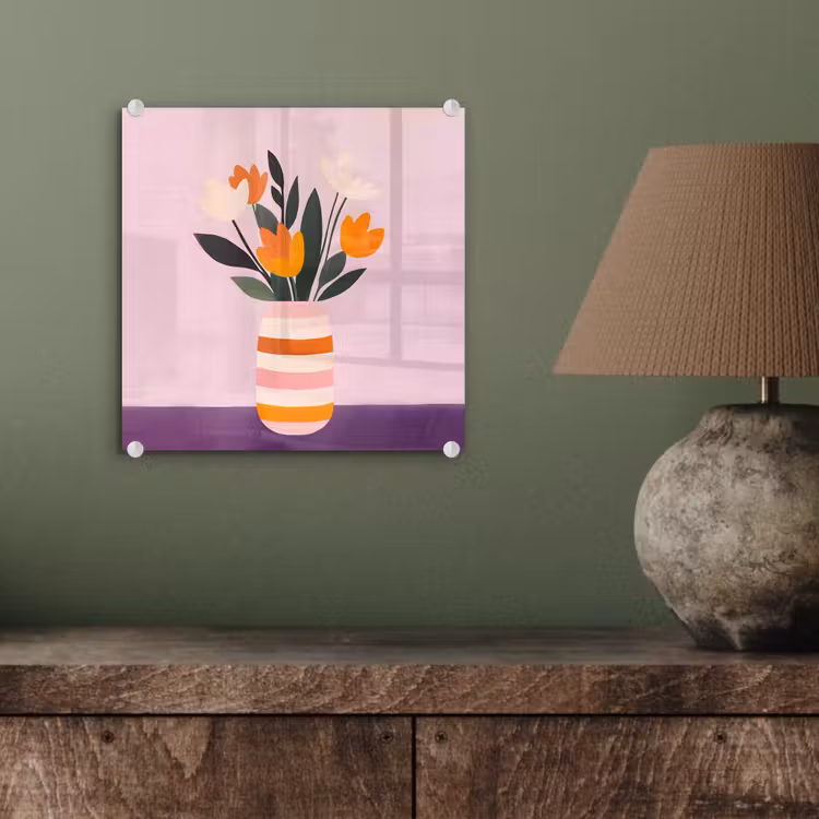 Tulpen - Vaas - Strepen - Paars plexiglas 5mm klein -sfeer3