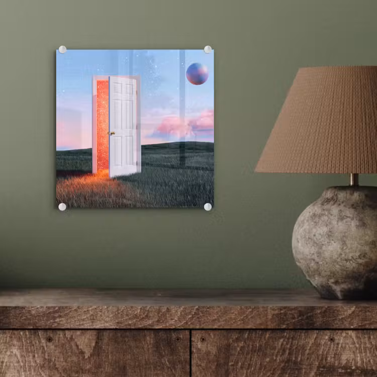 Glasbild - Tür – Fantasie – Raum - Deur - Fantasie - Ruimte plexiglas 5mm klein