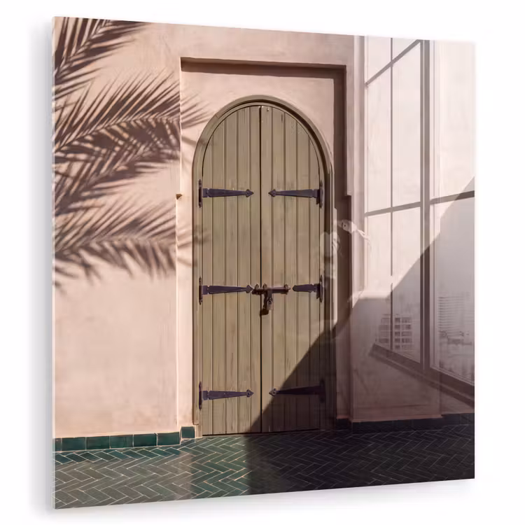 Glasbild - Tür – Holz – Architektur – Grün – Rustikal - Deur - Hout - Architectuur - Groen - Rustiek plexiglas 5mm klein