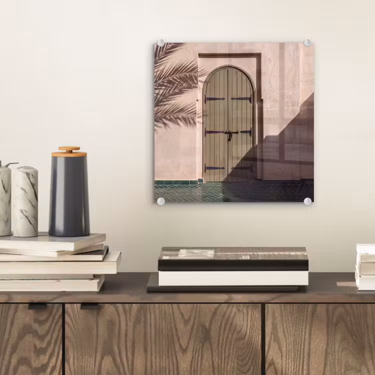 Glasbild - Tür – Holz – Architektur – Grün – Rustikal - Deur - Hout - Architectuur - Groen - Rustiek plexiglas 5mm klein