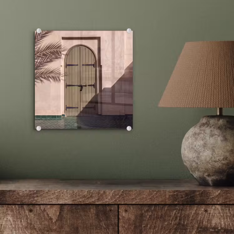Glasbild - Tür – Holz – Architektur – Grün – Rustikal - Deur - Hout - Architectuur - Groen - Rustiek plexiglas 5mm klein