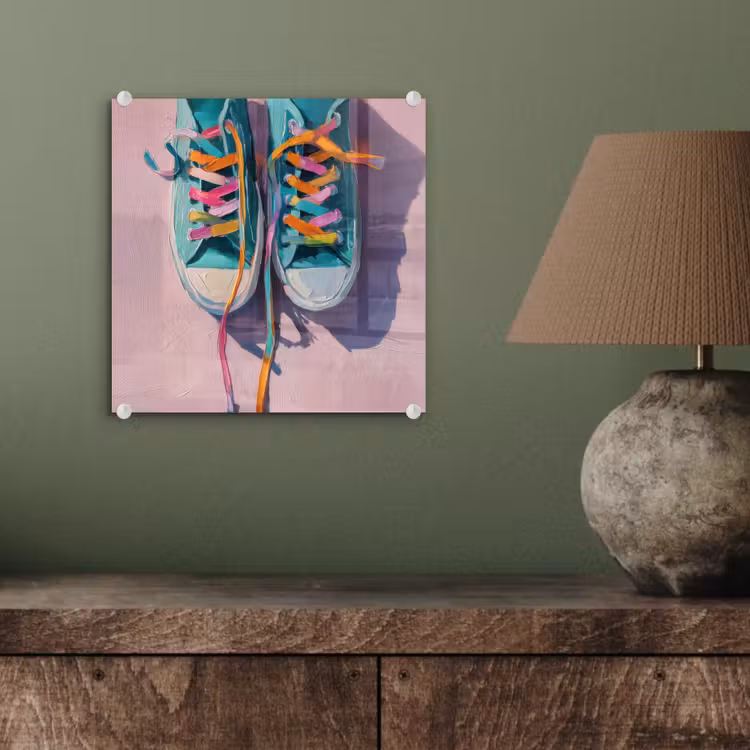 Sneakers - Veters - Kleurrijk - Schaduw plexiglas 5mm klein -sfeer3