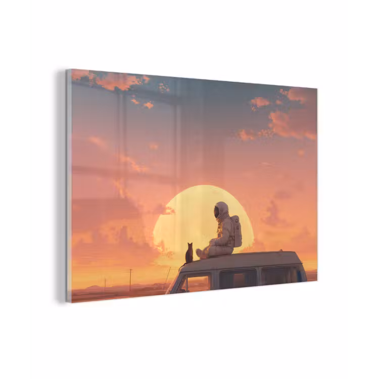 Busje - Kat - Zonsondergang - Oranje plexiglas 5mm klein -z3d