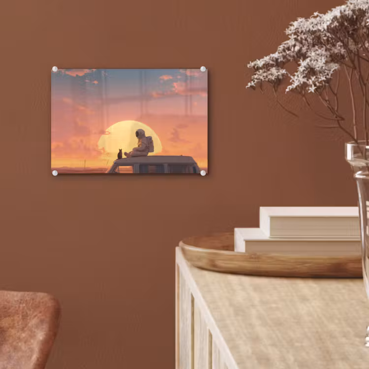 Busje - Kat - Zonsondergang - Oranje plexiglas 5mm klein -sfeer5