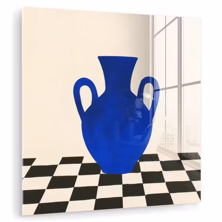 Vaas - Blauw - Geblokt - Modern plexiglas 5mm klein -zzzproduct_nieuw