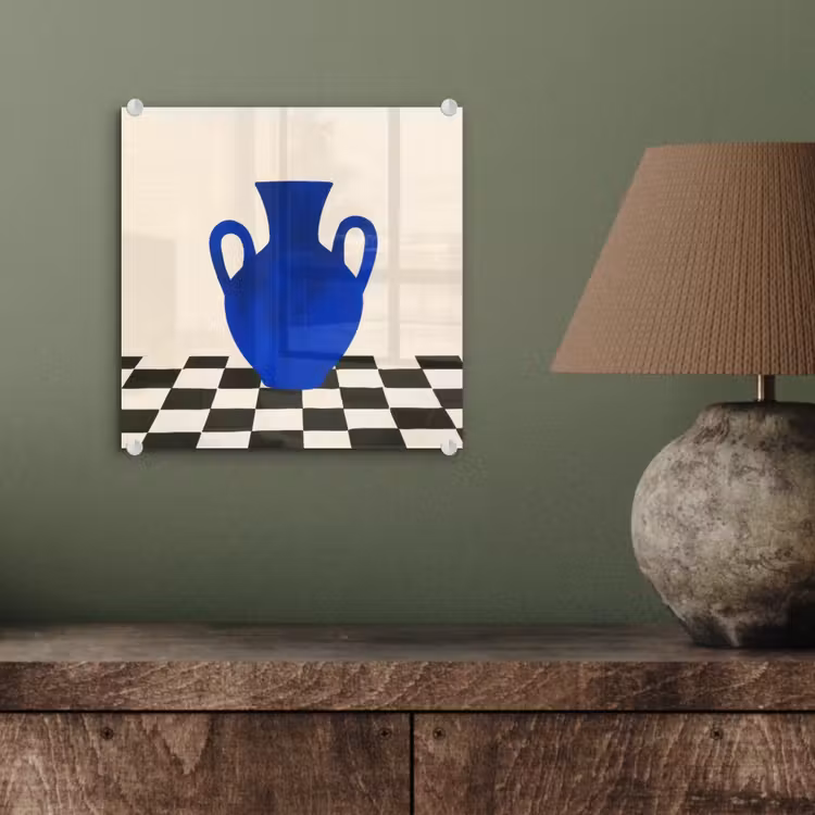 Vaas - Blauw - Geblokt - Modern plexiglas 5mm klein -sfeer3