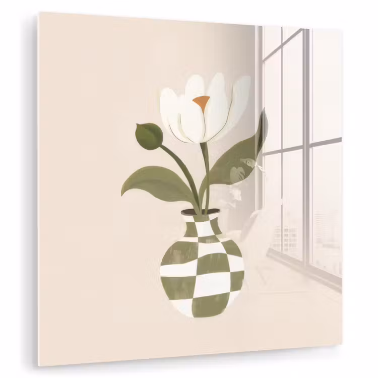 Vaas - Geruit - Bloem - Groen plexiglas 5mm klein -zzzproduct_nieuw