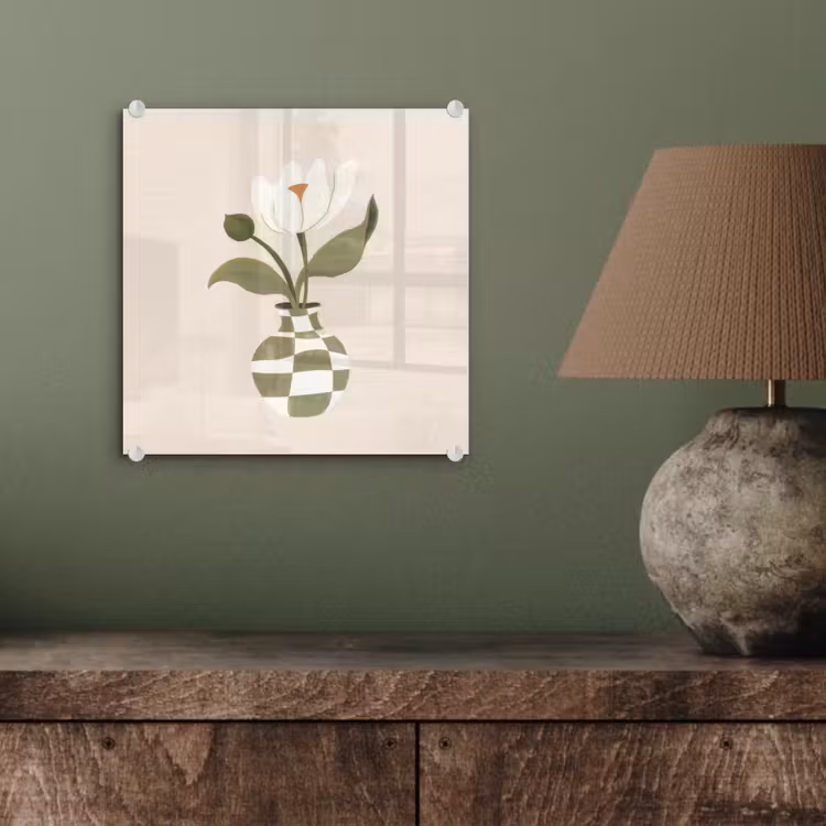 Vaas - Geruit - Bloem - Groen plexiglas 5mm klein -sfeer3