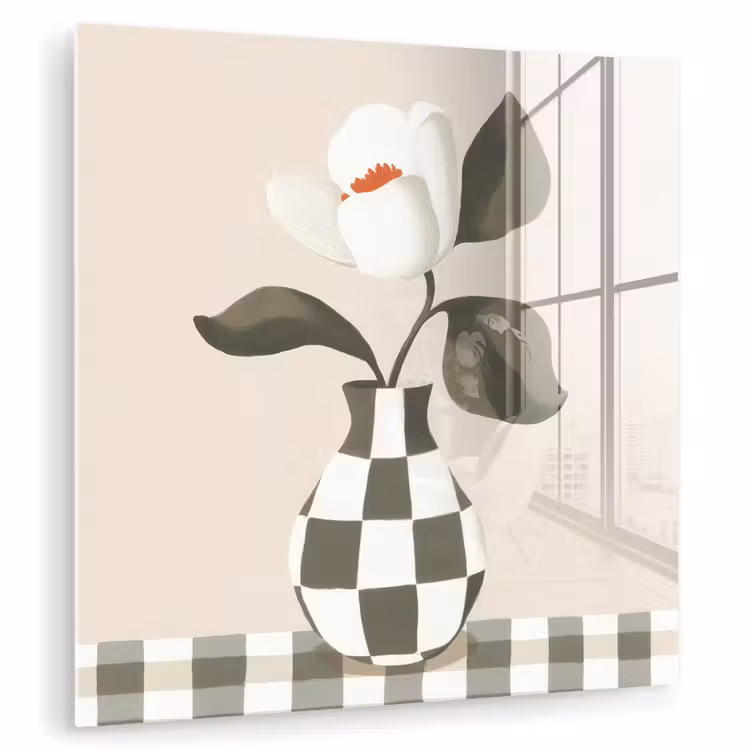 Vaas - Geruit - Groen - Bloem plexiglas 5mm klein -zzzproduct_nieuw