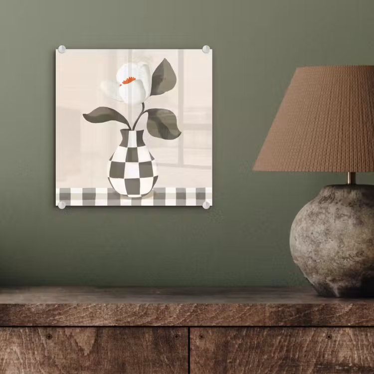 Vaas - Geruit - Groen - Bloem plexiglas 5mm klein -sfeer3