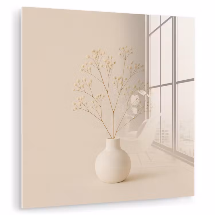 Vaas - Takken - Bloemetjes - Wit plexiglas 5mm klein -zzzproduct_nieuw