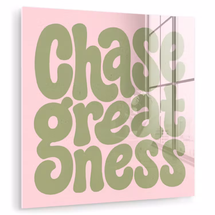Chase greatness - Groen - Roze - Retro plexiglas 5mm klein -zzzproduct_nieuw