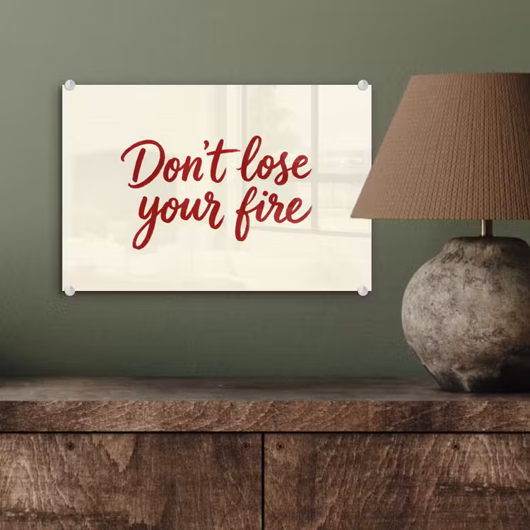 Don't lose your fire - Rood - Wit - Minimalistisch plexiglas 5mm klein -wsfeer2_DE
