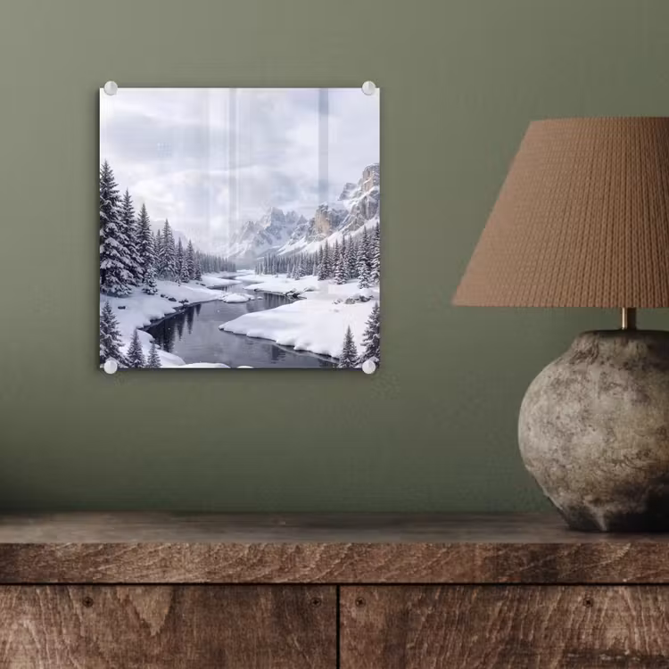 Sneeuwlandschap - Bergen - Rivier - Winter plexiglas 5mm klein -sfeer3