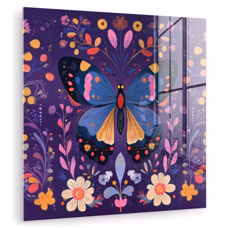 Sierlijk - Bloemen - Vlinder - Paars plexiglas 5mm klein -zzzproduct_nieuw