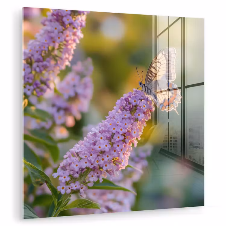 Sierlijke - Vlinder - Paarse - Bloemen plexiglas 5mm klein -zzzproduct_nieuw