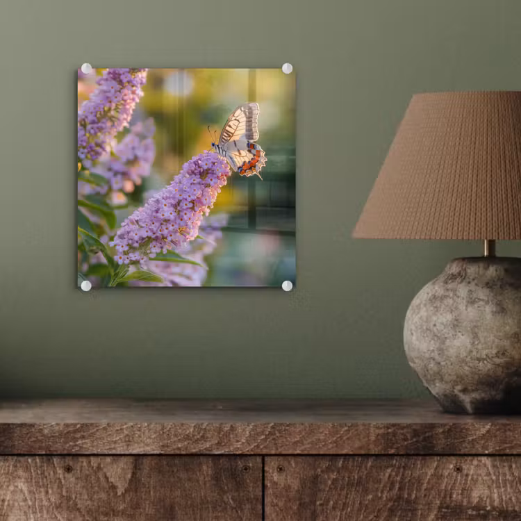 Sierlijke - Vlinder - Paarse - Bloemen plexiglas 5mm klein -sfeer3