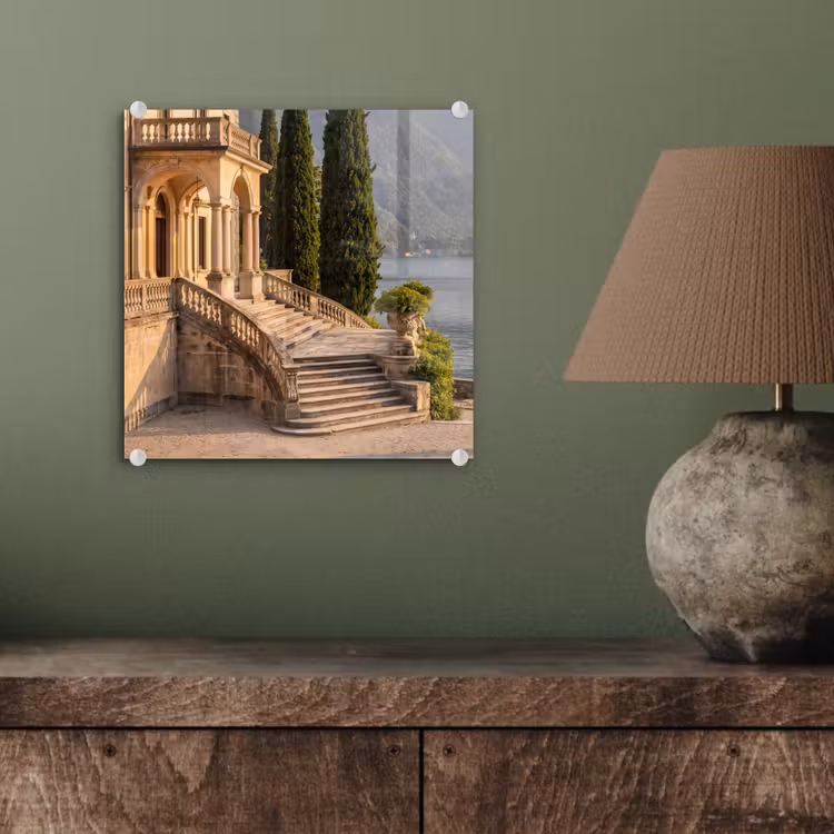 Glasbild - Villa – Wasser – Treppen - Villa - water -trappen plexiglas 5mm klein