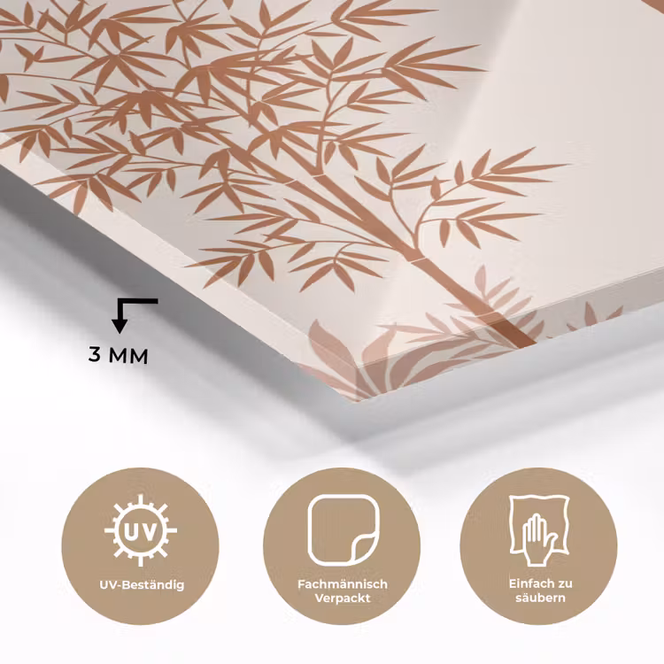 Vogel - Boom - Tropisch - Minimalistisch - Bruin plexiglas 5mm klein -wsfeer2_DE