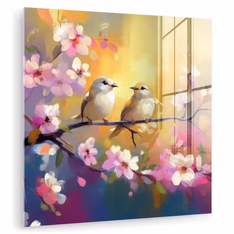 Vogels - Bloemen - Roze plexiglas 5mm klein -zzzproduct_nieuw