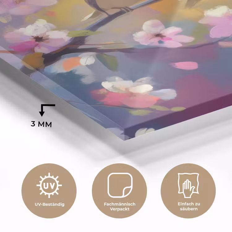 Vogels - Bloemen - Roze plexiglas 5mm klein -wsfeer2_DE