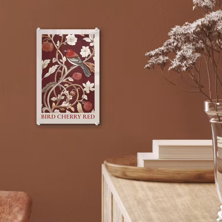 Vogel - Bordeaux - Bloemen - Bessen plexiglas 5mm klein -sfeer5
