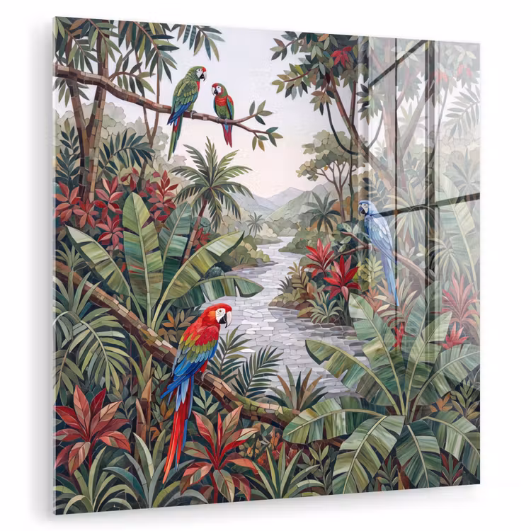 Vogel - Jungle - Natuur - Mozaïek - Groen plexiglas 5mm klein -zzzproduct_nieuw