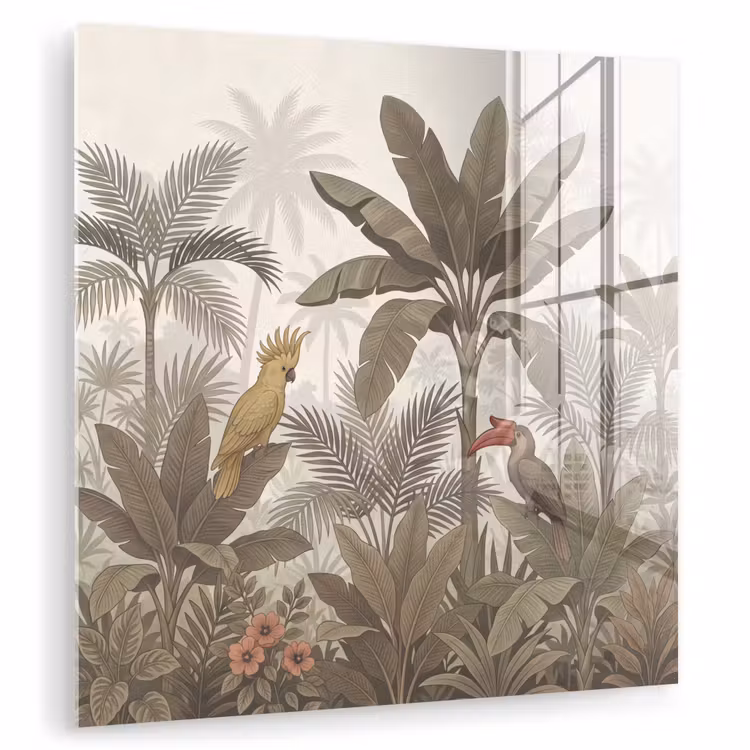 Vogel - Jungle - Tropisch - Illustratie - Groen plexiglas 5mm klein -zzzproduct_nieuw