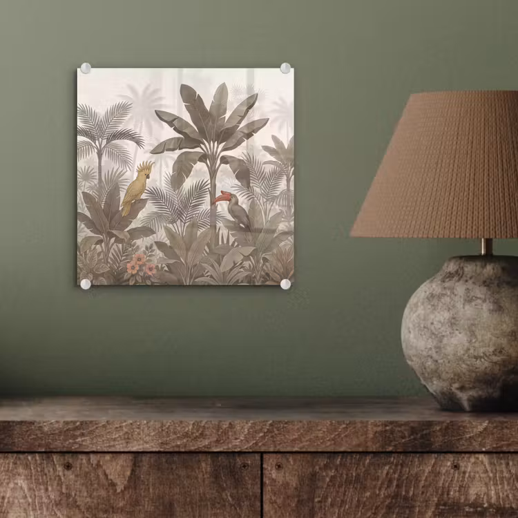 Vogel - Jungle - Tropisch - Illustratie - Groen plexiglas 5mm klein -sfeer3