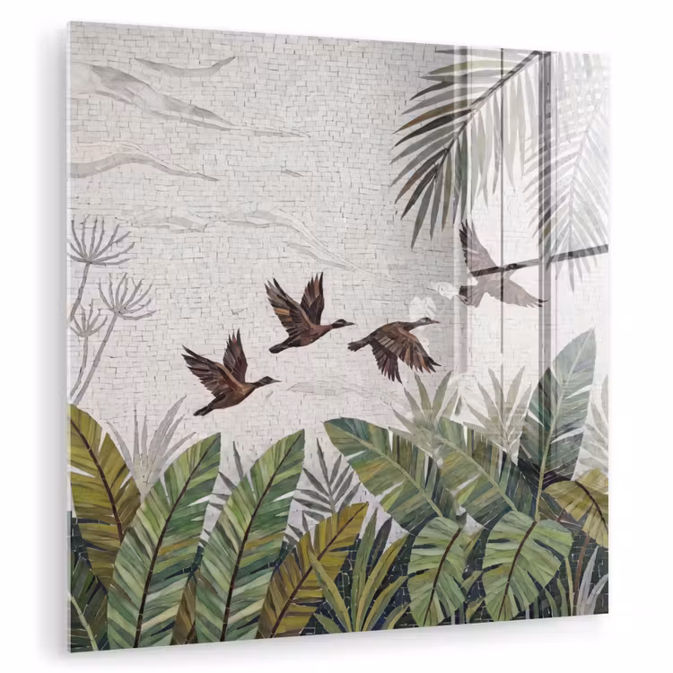 Vogel - Vliegend - Tropisch - Mozaïek - Groen plexiglas 5mm klein -zzzproduct_nieuw