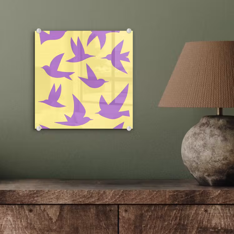 Vogels - Cirkel - Geel - Beweging plexiglas 5mm klein -sfeer3
