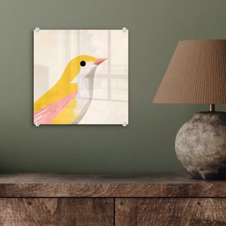Vogel - Minimalistisch - Geel plexiglas 5mm klein -sfeer3