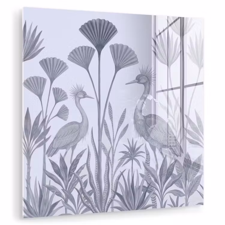 Vogel - Tropisch - Illustratie - Blauwgrijs - Natuur plexiglas 5mm klein -zzzproduct_nieuw