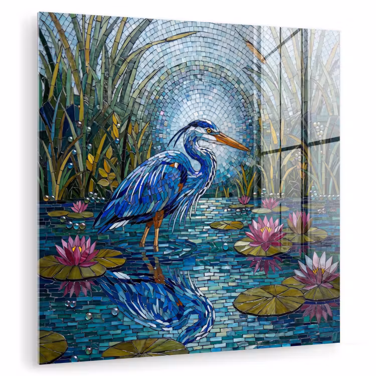Vogel - Water - Natuur - Abstract - Blauw plexiglas 5mm klein -zzzproduct_nieuw